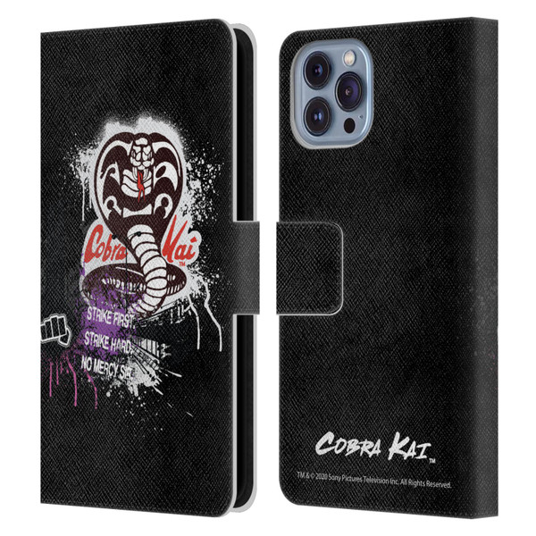 Cobra Kai Composed Art No Mercy Logo Leather Book Wallet Case Cover For Apple iPhone 14