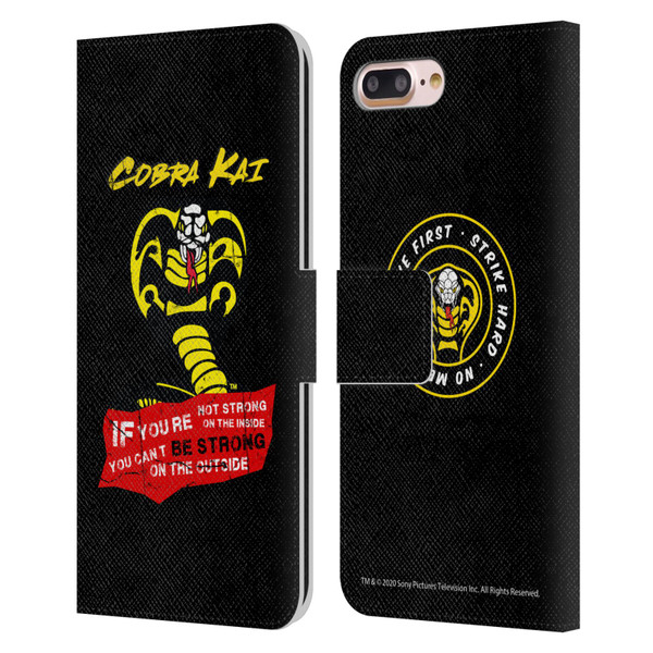 Cobra Kai Composed Art Be Strong Logo Leather Book Wallet Case Cover For Apple iPhone 7 Plus / iPhone 8 Plus