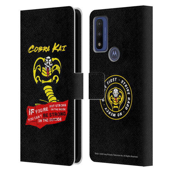 Cobra Kai Composed Art Be Strong Logo Leather Book Wallet Case Cover For Motorola G Pure