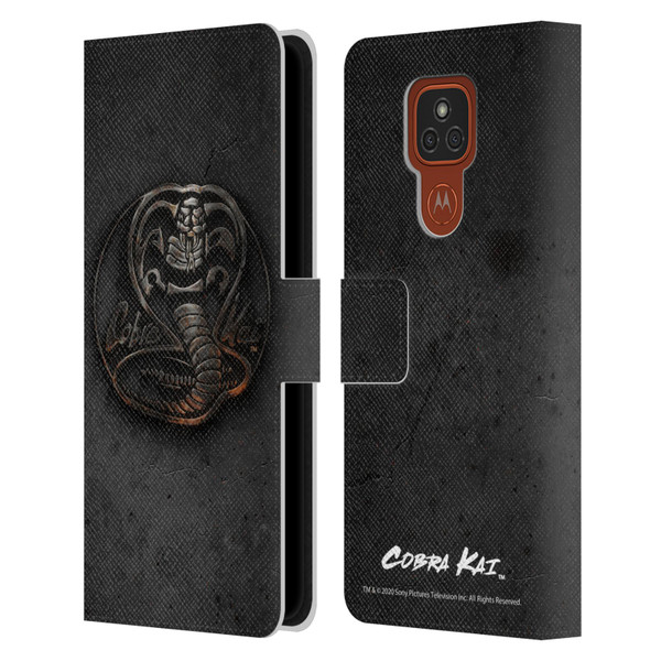 Cobra Kai Graphics Metal Logo Leather Book Wallet Case Cover For Motorola Moto E7 Plus