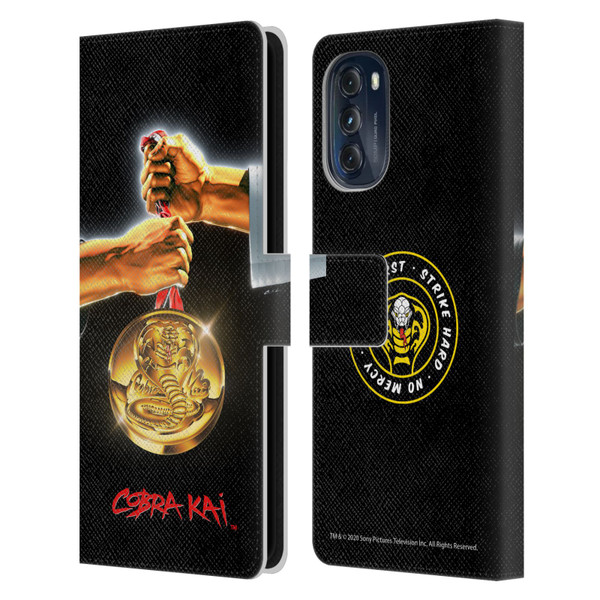Cobra Kai Graphics Gold Medal Leather Book Wallet Case Cover For Motorola Moto G (2022)
