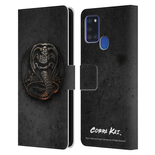 Cobra Kai Graphics Metal Logo Leather Book Wallet Case Cover For Samsung Galaxy A21s (2020)