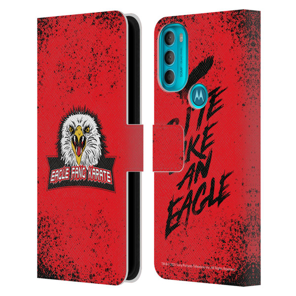 Cobra Kai Key Art Eagle Fang Logo Leather Book Wallet Case Cover For Motorola Moto G71 5G
