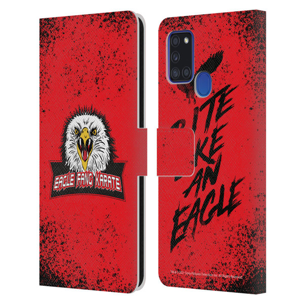 Cobra Kai Key Art Eagle Fang Logo Leather Book Wallet Case Cover For Samsung Galaxy A21s (2020)