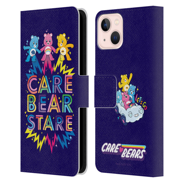 Care Bears 40th Anniversary Stare Leather Book Wallet Case Cover For Apple iPhone 13