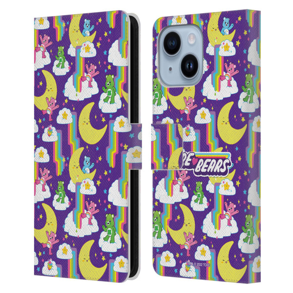 Care Bears 40th Anniversary Rainbow Falls Leather Book Wallet Case Cover For Apple iPhone 14 Plus