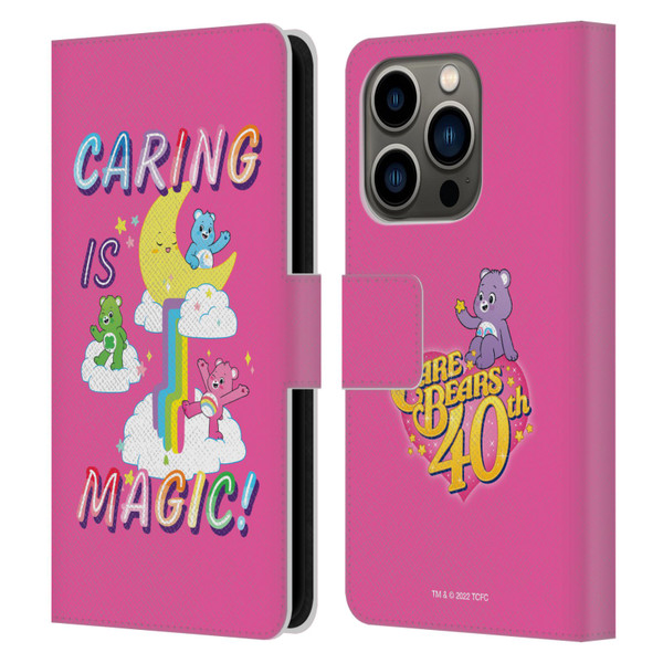 Care Bears 40th Anniversary Caring Is Magic Leather Book Wallet Case Cover For Apple iPhone 14 Pro