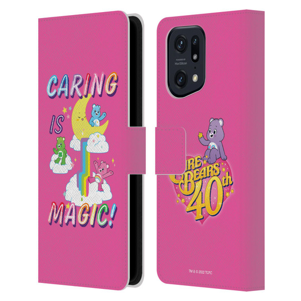 Care Bears 40th Anniversary Caring Is Magic Leather Book Wallet Case Cover For OPPO Find X5 Pro