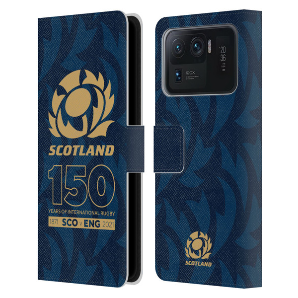 Scotland Rugby 150th Anniversary Thistle Leather Book Wallet Case Cover For Xiaomi Mi 11 Ultra