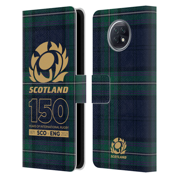 Scotland Rugby 150th Anniversary Tartan Leather Book Wallet Case Cover For Xiaomi Redmi Note 9T 5G