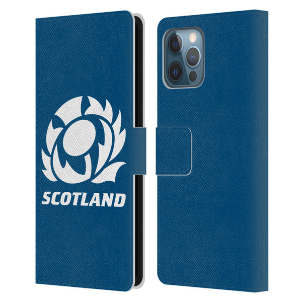 Scotland Rugby Logo 2 Plain Leather Book Wallet Case Cover For Apple iPhone 12 Pro Max