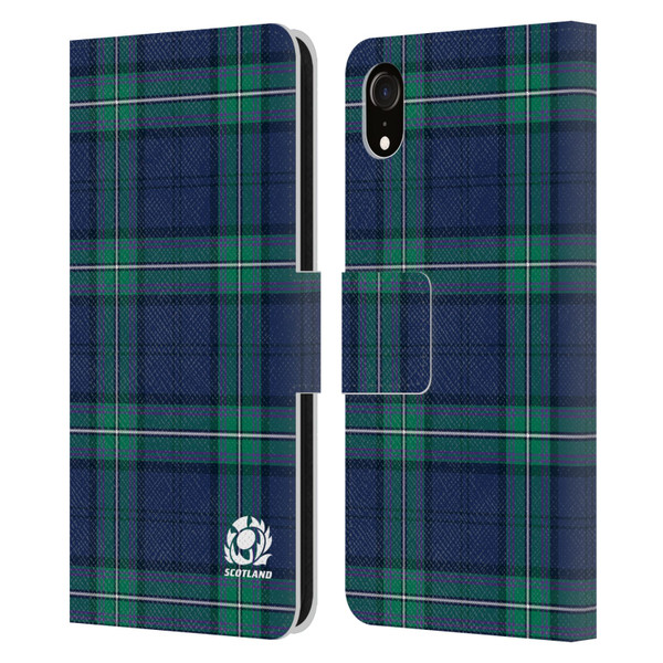 Scotland Rugby Logo 2 Tartans Leather Book Wallet Case Cover For Apple iPhone XR
