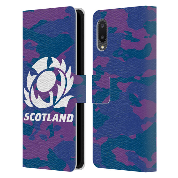 Scotland Rugby Logo 2 Camouflage Leather Book Wallet Case Cover For Samsung Galaxy A02/M02 (2021)