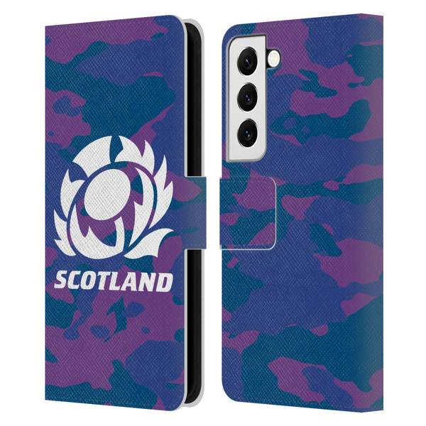 Scotland Rugby Logo 2 Camouflage Leather Book Wallet Case Cover For Samsung Galaxy S22 5G