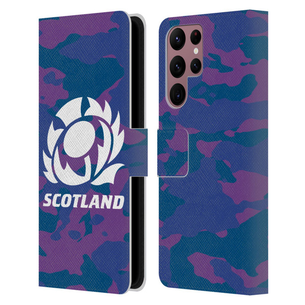 Scotland Rugby Logo 2 Camouflage Leather Book Wallet Case Cover For Samsung Galaxy S22 Ultra 5G