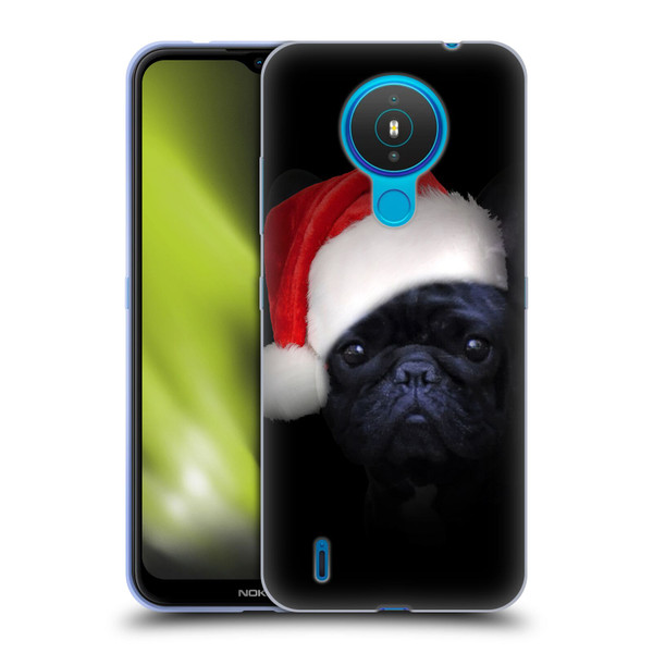 Klaudia Senator French Bulldog 2 Christmas Hat Soft Gel Case for Nokia 1.4