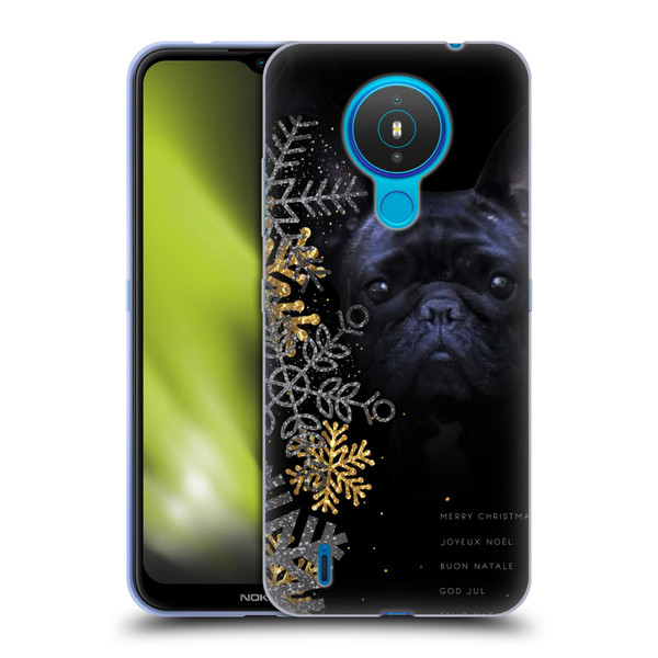 Klaudia Senator French Bulldog 2 Snow Flakes Soft Gel Case for Nokia 1.4