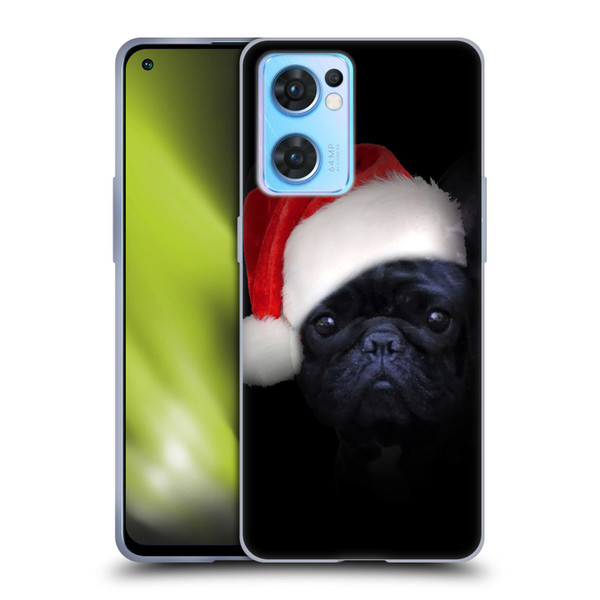 Klaudia Senator French Bulldog 2 Christmas Hat Soft Gel Case for OPPO Reno7 5G / Find X5 Lite