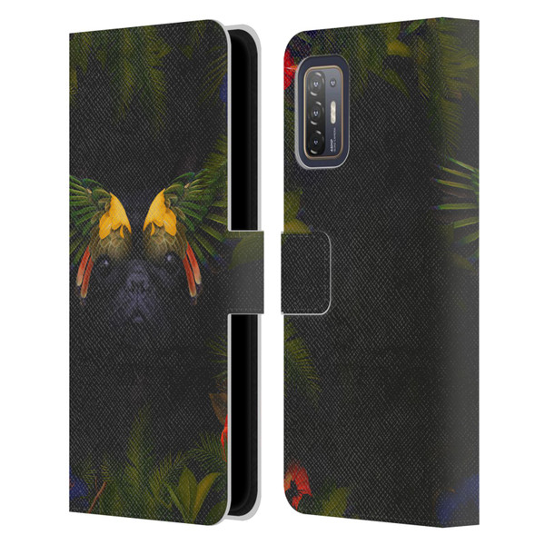Klaudia Senator French Bulldog 2 Bird Feathers Leather Book Wallet Case Cover For HTC Desire 21 Pro 5G