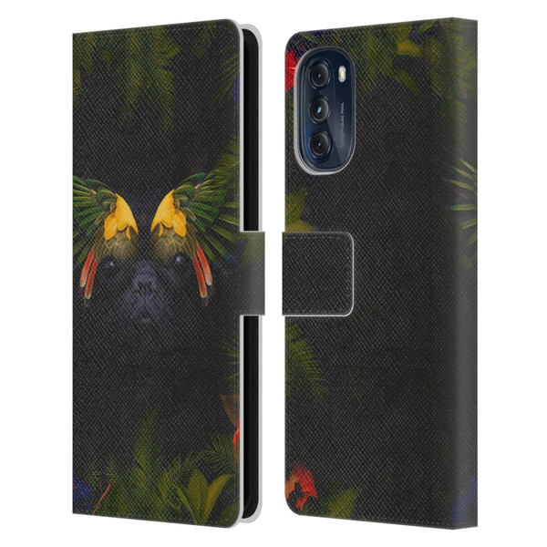 Klaudia Senator French Bulldog 2 Bird Feathers Leather Book Wallet Case Cover For Motorola Moto G (2022)