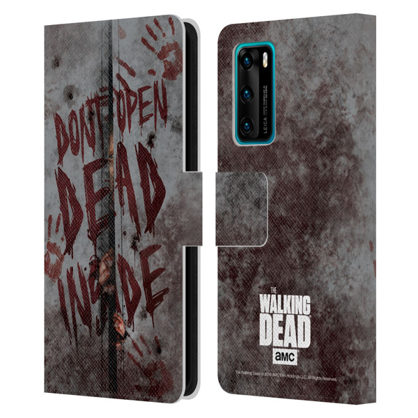 AMC The Walking Dead Typography Dead Inside Leather Book Wallet Case Cover For Huawei P40 5G