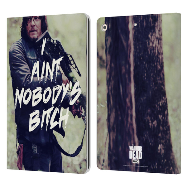 AMC The Walking Dead Typography Daryl Leather Book Wallet Case Cover For Apple iPad 10.2 2019/2020/2021