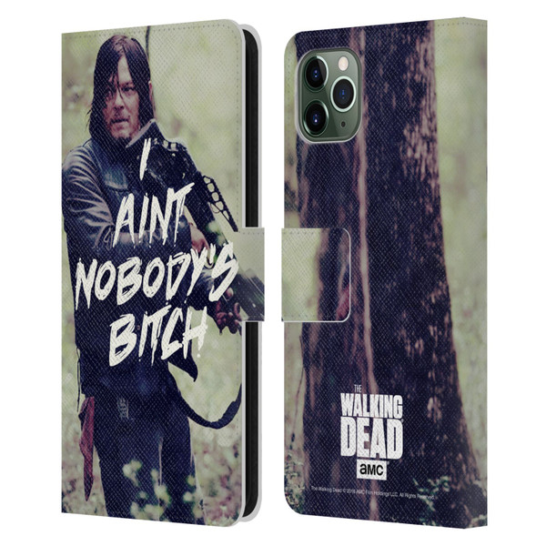 AMC The Walking Dead Typography Daryl Leather Book Wallet Case Cover For Apple iPhone 11 Pro Max