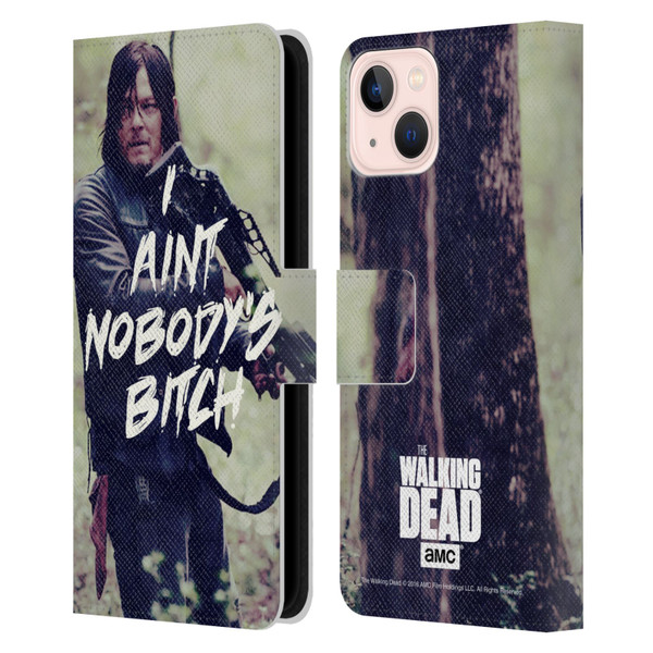 AMC The Walking Dead Typography Daryl Leather Book Wallet Case Cover For Apple iPhone 13