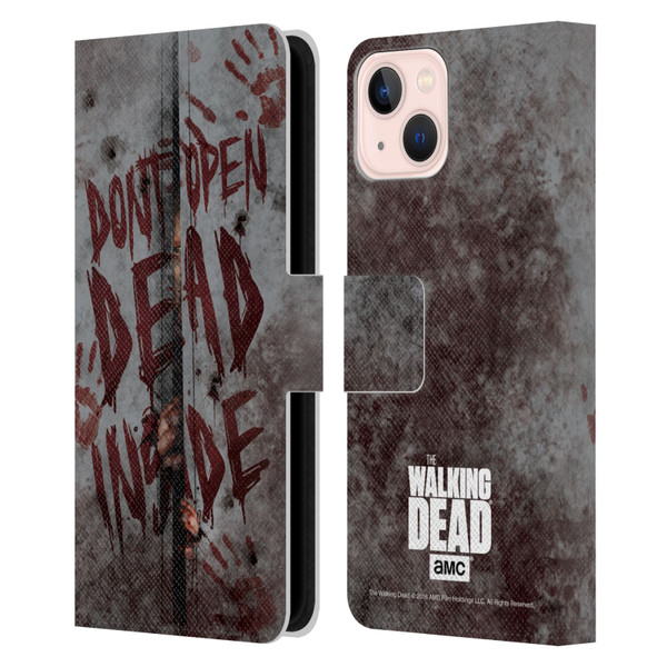 AMC The Walking Dead Typography Dead Inside Leather Book Wallet Case Cover For Apple iPhone 13