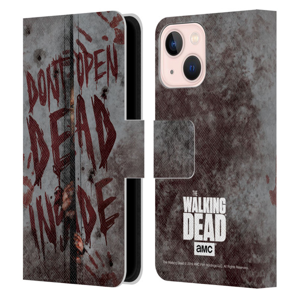 AMC The Walking Dead Typography Dead Inside Leather Book Wallet Case Cover For Apple iPhone 13 Mini