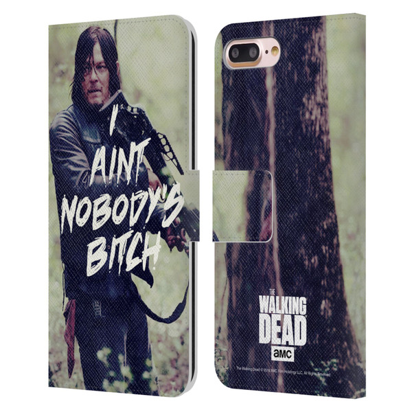 AMC The Walking Dead Typography Daryl Leather Book Wallet Case Cover For Apple iPhone 7 Plus / iPhone 8 Plus