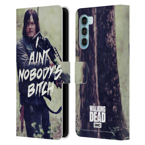 AMC The Walking Dead Typography Daryl Leather Book Wallet Case Cover For Motorola Edge S30 / Moto G200 5G