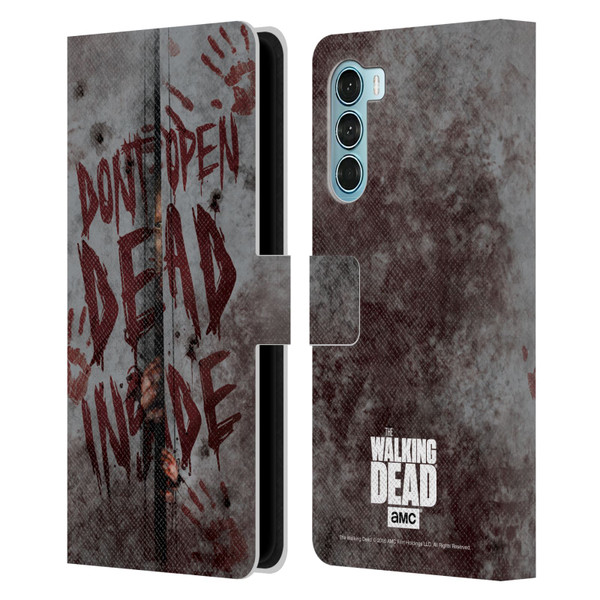 AMC The Walking Dead Typography Dead Inside Leather Book Wallet Case Cover For Motorola Edge S30 / Moto G200 5G
