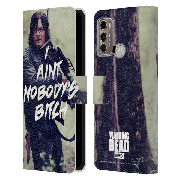 AMC The Walking Dead Typography Daryl Leather Book Wallet Case Cover For Motorola Moto G60 / Moto G40 Fusion