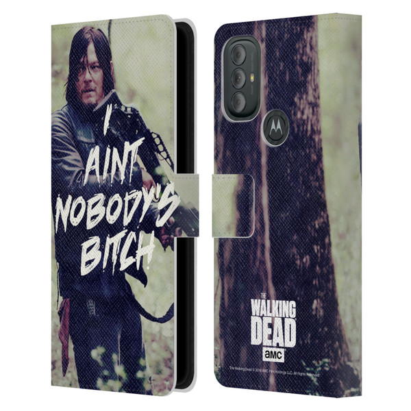 AMC The Walking Dead Typography Daryl Leather Book Wallet Case Cover For Motorola Moto G10 / Moto G20 / Moto G30
