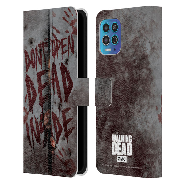 AMC The Walking Dead Typography Dead Inside Leather Book Wallet Case Cover For Motorola Moto G100
