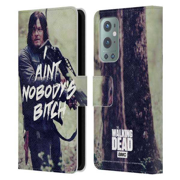AMC The Walking Dead Typography Daryl Leather Book Wallet Case Cover For OnePlus 9