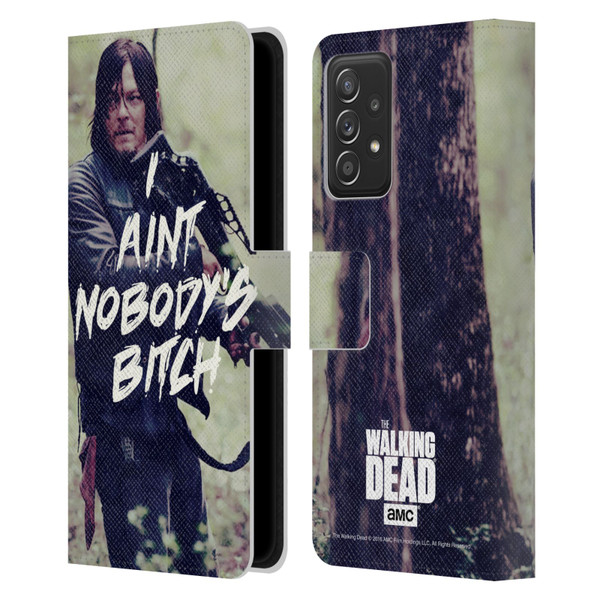 AMC The Walking Dead Typography Daryl Leather Book Wallet Case Cover For Samsung Galaxy A52 / A52s / 5G (2021)