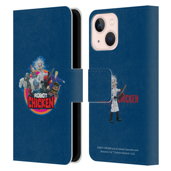 Robot Chicken Graphics Characters Leather Book Wallet Case Cover For Apple iPhone 13 Mini