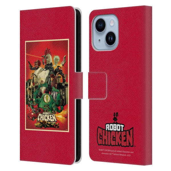 Robot Chicken Graphics Poster Leather Book Wallet Case Cover For Apple iPhone 14 Plus