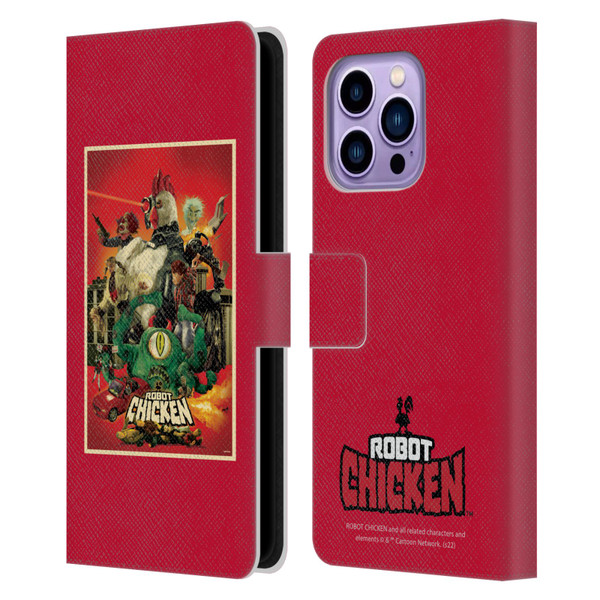 Robot Chicken Graphics Poster Leather Book Wallet Case Cover For Apple iPhone 14 Pro Max