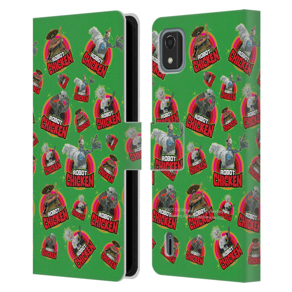 Robot Chicken Graphics Icons Leather Book Wallet Case Cover For Nokia C2 2nd Edition