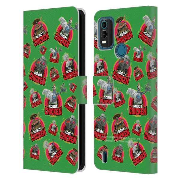 Robot Chicken Graphics Icons Leather Book Wallet Case Cover For Nokia G11 Plus