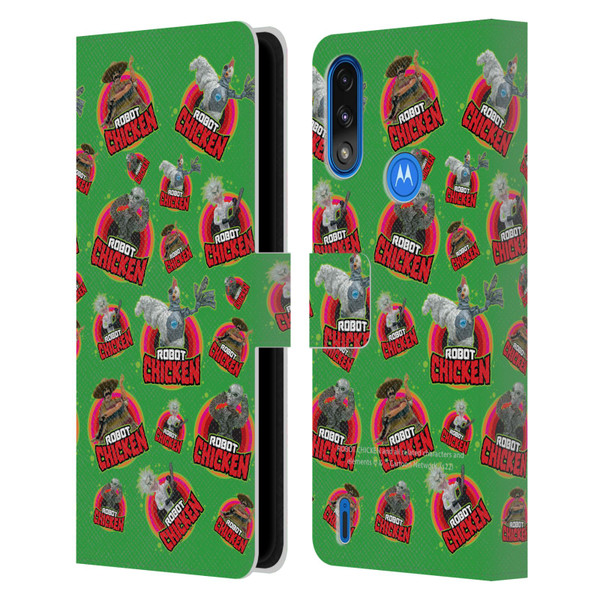 Robot Chicken Graphics Icons Leather Book Wallet Case Cover For Motorola Moto E7 Power / Moto E7i Power