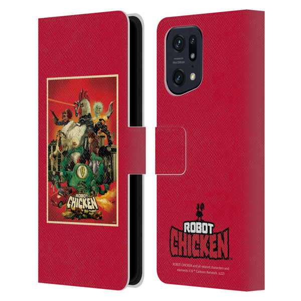 Robot Chicken Graphics Poster Leather Book Wallet Case Cover For OPPO Find X5