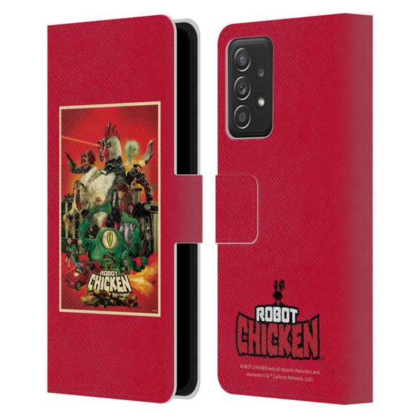 Robot Chicken Graphics Poster Leather Book Wallet Case Cover For Samsung Galaxy A52 / A52s / 5G (2021)