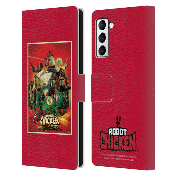 Robot Chicken Graphics Poster Leather Book Wallet Case Cover For Samsung Galaxy S21+ 5G
