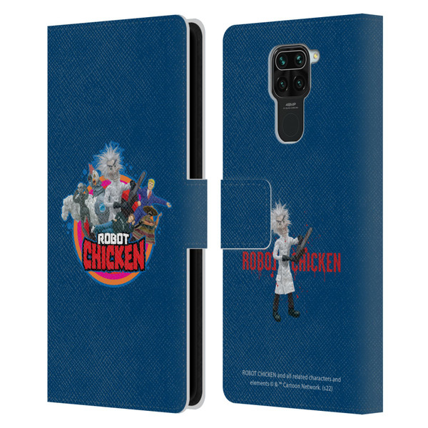 Robot Chicken Graphics Characters Leather Book Wallet Case Cover For Xiaomi Redmi Note 9 / Redmi 10X 4G