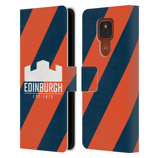 Edinburgh Rugby Logo Art Diagonal Stripes Leather Book Wallet Case Cover For Motorola Moto E7 Plus