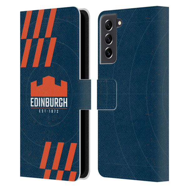 Edinburgh Rugby Logo Art Navy Blue Leather Book Wallet Case Cover For Samsung Galaxy S21 FE 5G